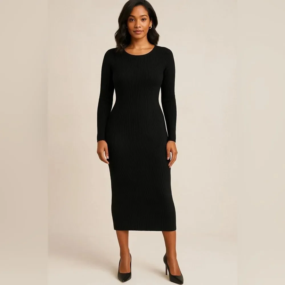 long sleeve yellow midi dress Polka Dot Keyhole Midi Dress in Yellow | Dresses
